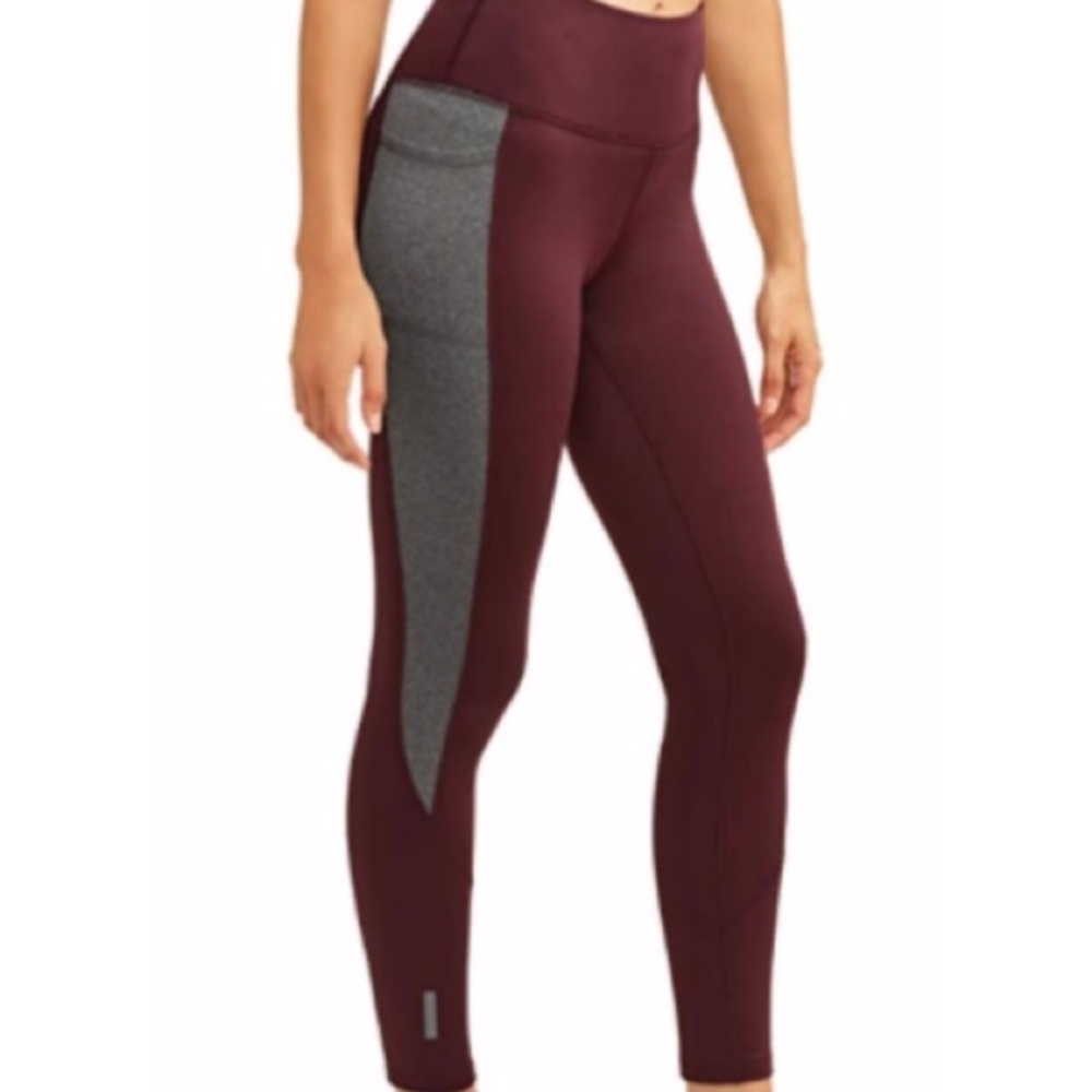 Avia Burgundy Athleisure Brushed Leggings Size Sml